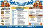 Flyer for Rea Park Oktoberfest, Saturday, October 3, featuring food, live music, activities and family fun.