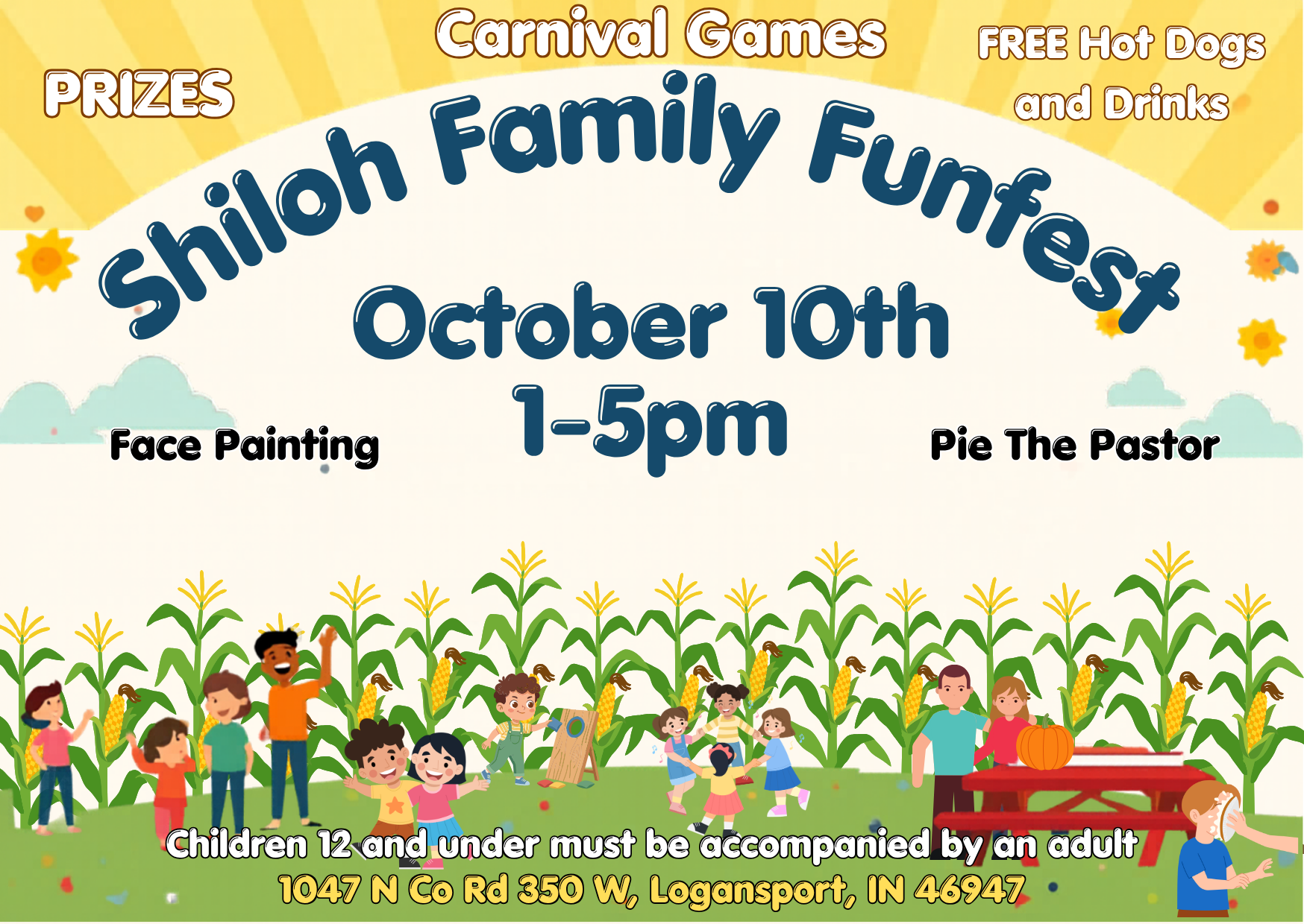 Shiloh Family Funfest event flyer. Full event details are provided below.